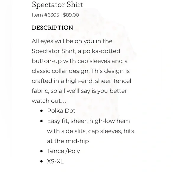 Cabi Spectator Polka Dot Button-Up blouse #6305 Size L - Picture 7 of 7